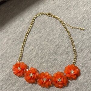 Gold and Orange Floral Necklace